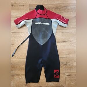 Sea-Doo BRP Stallion Ultra 4-Way Flex Shorty Wetsuit Youth 12 Red/Black
